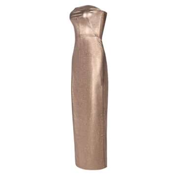 Novaorily Women Fall Fashion Off The Shoulder Leather Dress Casual Sexy Metallic Tube Dress for Club Party Night