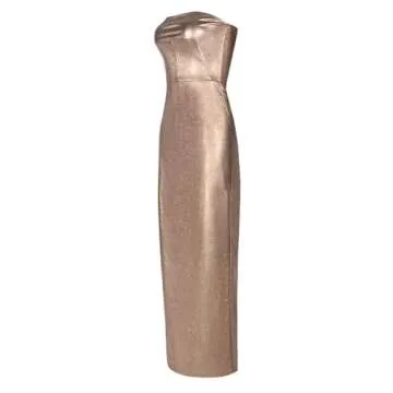 Novaorily Women Fall Fashion Off The Shoulder Leather Dress Casual Sexy Metallic Tube Dress for Club Party Night