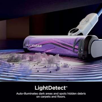 Shark IW3615 Detect Pro Cordless Stick Vacuum with HEPA Auto-Empty System, Flexible Wand, Portable Handheld Attachment, Ideal for Household Pet Hair, 60 Minute Runtime, White/Beats Brass (Renewed)