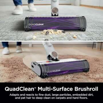 Shark IW3615 Detect Pro Cordless Stick Vacuum with HEPA Auto-Empty System, Flexible Wand, Portable Handheld Attachment, Ideal for Household Pet Hair, 60 Minute Runtime, White/Beats Brass (Renewed)