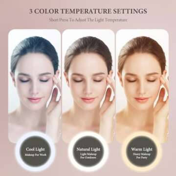 Behaesty Travel Makeup Bag with LED Lighted Mirror, Cosmetic Makeup Organizer Bag with 3 Color Setting, Makeup Train Case with Adjustable Dividers for Women Makeup Brushes Jewelry Accessories (Pink)