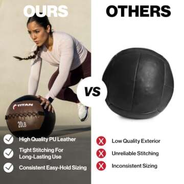 Titan Fitness Soft Leather Medicine Wall Ball 14 lb. Durable, Endurance, Cardio, Core Strength