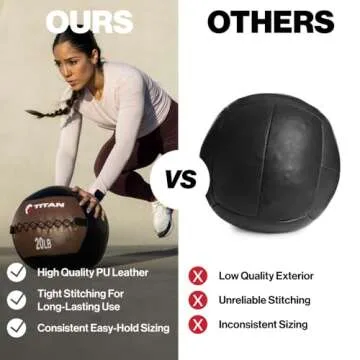 Titan Fitness Soft Leather Medicine Wall Ball 14 lb. Durable, Endurance, Cardio, Core Strength