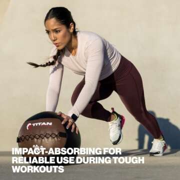 Titan Fitness Soft Leather Medicine Wall Ball 14 lb. Durable, Endurance, Cardio, Core Strength