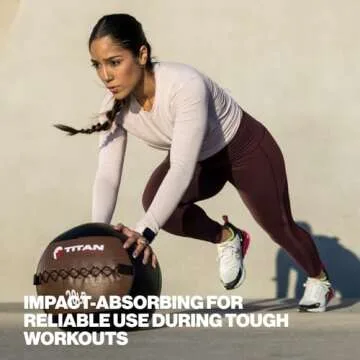 Titan Fitness Soft Leather Medicine Wall Ball 14 lb. Durable, Endurance, Cardio, Core Strength