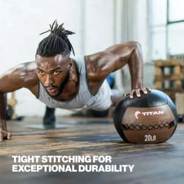 Titan Fitness Soft Leather Medicine Wall Ball 14 lb. Durable, Endurance, Cardio, Core Strength