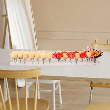 LOYWREE 32.2 Inches Rectangular Acrylic Vases for Centerpieces