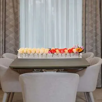 LOYWREE 32.2 Inches Rectangular Acrylic Vases for Centerpieces