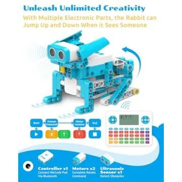 WhalesBot D3 Pro 12-in-1 STEM Wecode Pad Coding Robot Kit for Kids, 388-Piece Educational Building Set with Interactive Storytelling, Ideal Toy Gift for Boys & Girls Ages 6-8
