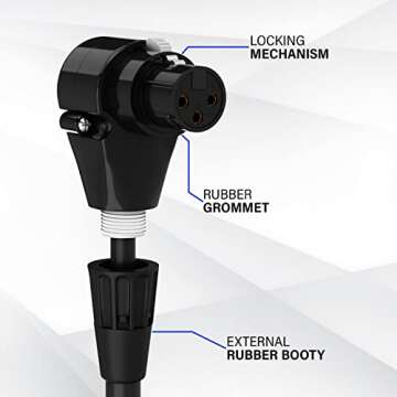 LyxPro 1.5 Feet Right Angle XLR Female to Male 3 Pin Mic Cable for Audio and Lighting.