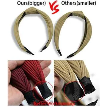 Kisslife 10 Pack Wide Headbands Knot Turban Headband Hair Band Elastic Plain Fashion Hair Accessories for Women and Girls, Children 10 Colors
