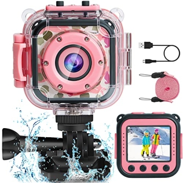 PROGRACE Kids Camera Waterproof Gift Toy - Children Digital Video Camera Underwater Camera for Kids ...