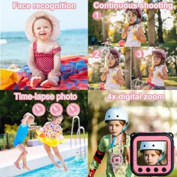 PROGRACE Kids Waterproof Camera 1080P - Birthday Gift