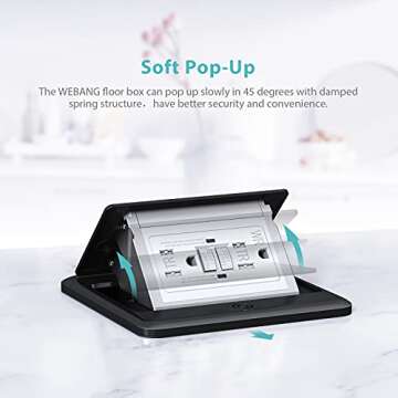 WEBANG Pop Up Floor Outlet Covers Box with 15 Amp Stainless Steel GFCI Tamper Resistant Rceptacle Outlet, ETL Listed, Black