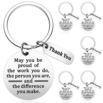 Inbagi 6 Pcs Thank You Gifts for Women Men Appreciation Keychain Gifts for Coworker Employee Teacher...