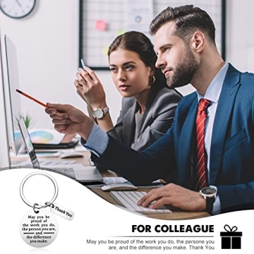 Inbagi 6 Pcs Thank You Gifts for Women Men Appreciation Keychain Gifts for Coworker Employee Teacher (Round Style)