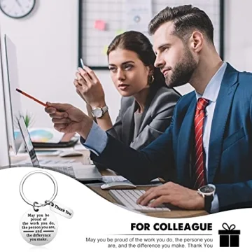 Inbagi 6 Pcs Thank You Gifts for Women Men Appreciation Keychain Gifts for Coworker Employee Teacher (Round Style)