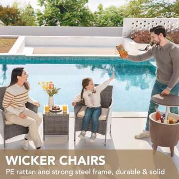 Devoko Patio Furniture Set Lightweight Rattan Chairs and Table