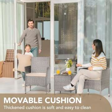 Devoko Patio Furniture Set Lightweight Rattan Chairs and Table