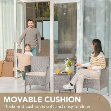 Devoko Patio Furniture Set Lightweight Rattan Chairs and Table