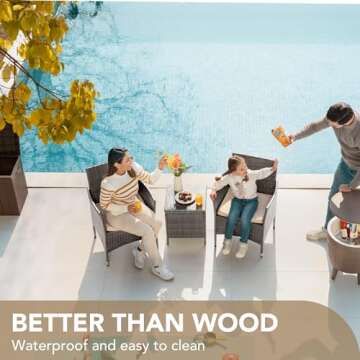 Devoko Patio Furniture Set Lightweight Rattan Chairs and Table