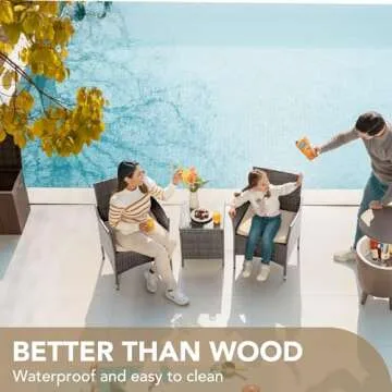 Devoko Patio Furniture Set Lightweight Rattan Chairs and Table