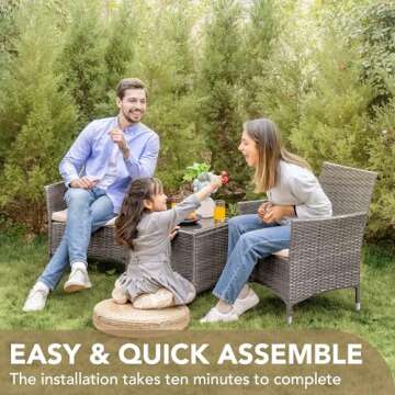 Devoko Patio Furniture Set Lightweight Rattan Chairs and Table