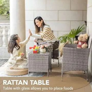 Devoko Patio Furniture Set Lightweight Rattan Chairs and Table