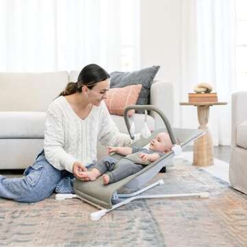 Baby Delight Highland Baby Bouncer | Stylish and Safe Infant Seat with 3 Recline Positions in Sage T...