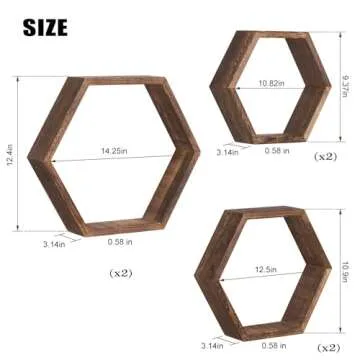 NOVIMANGO Hexagon Floating Shelves Set for Stylish Decor