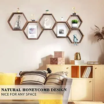 NOVIMANGO Hexagon Floating Shelves Set for Stylish Decor