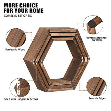 NOVIMANGO Hexagon Floating Shelves Set for Stylish Decor