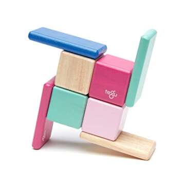 8 Piece Tegu Pocket Pouch Magnetic Wooden Block Set, Blossom