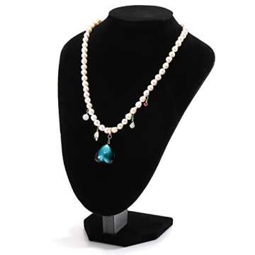 Foraineam 3 Pack Black Velvet Necklace Bust Display 3D Jewelry Chain Organizer Mannequin Model Display Stand Holder