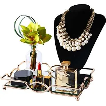 Foraineam 3 Pack Black Velvet Necklace Bust Display 3D Jewelry Chain Organizer Mannequin Model Display Stand Holder