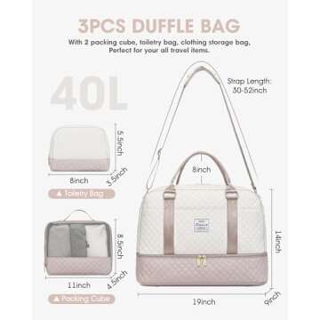 Travel Duffle Bag Weekender for Women: Travel Duffel Bag Carry-On Overnight Bag with Shoe Compartmen...