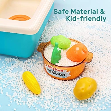 CUTE STONE Play Kitchen Sink Toys with Faucet & Accessories