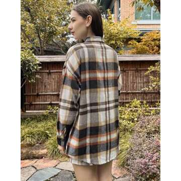 Ekouaer Plaid Pajamas Set for Women Button Down Casual Outfits Long Sleeve Shirts and Shorts Loungewear Navy Blue