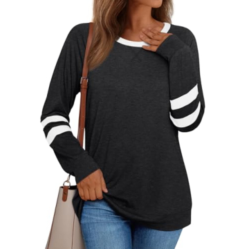 AUTOMET Casual Long Sleeve Color Block Tops for Women