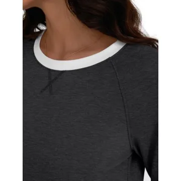 AUTOMET Casual Long Sleeve Color Block Tops for Women