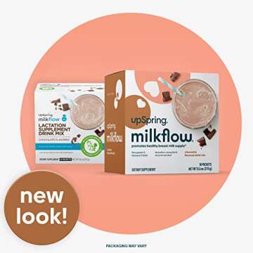 Upspring Milkflow Lactation Supplement Drink Mix – Milk Lactation Supplement to Support Breast Milk Production with Fenugreek and Blessed Thistle, Chocolate Flavor, 18 Servings