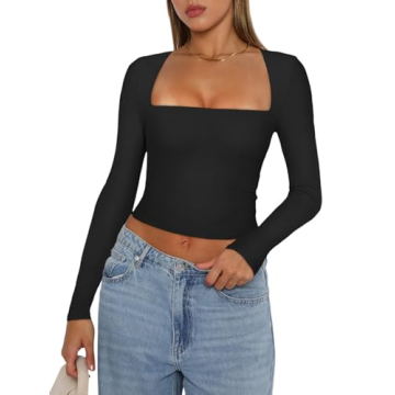REORIA Women’s Trendy Square Neck Crop Top for Fashionistas