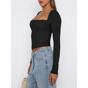 REORIA Women’s Trendy Square Neck Crop Top for Fashionistas