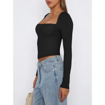 REORIA Women’s Trendy Square Neck Crop Top for Fashionistas
