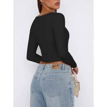 REORIA Women’s Trendy Square Neck Crop Top for Fashionistas