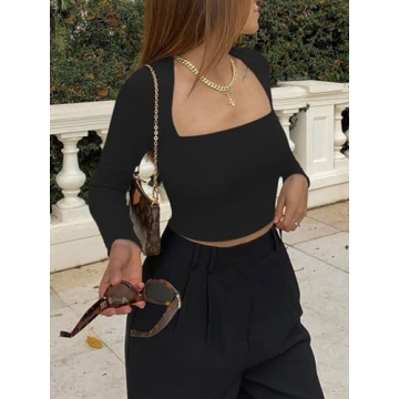 REORIA Women’s Trendy Square Neck Crop Top for Fashionistas