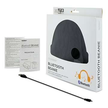 Tenergy Wireless Bluetooth Beanie Hat with Detachable Stereo Speakers & Microphone, Fleece-lined Unisex Music Beanie for Outdoor Sports, Braid Cable Knit (Black)