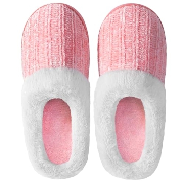 shoeslocker Slippers for Women Memory Foam Fuzzy House Slippers Bedroom Non-slip Warm Fluffy Plush W...
