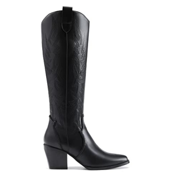 DREAM PAIRS Women's Wide Calf Cowboy Boots - Stylish Comfort