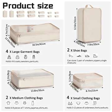 2 Packs 6 Set Travel Packing Cubes Luggage Organizer Set Lightweight Suitcase Organizer Bags with Sh...